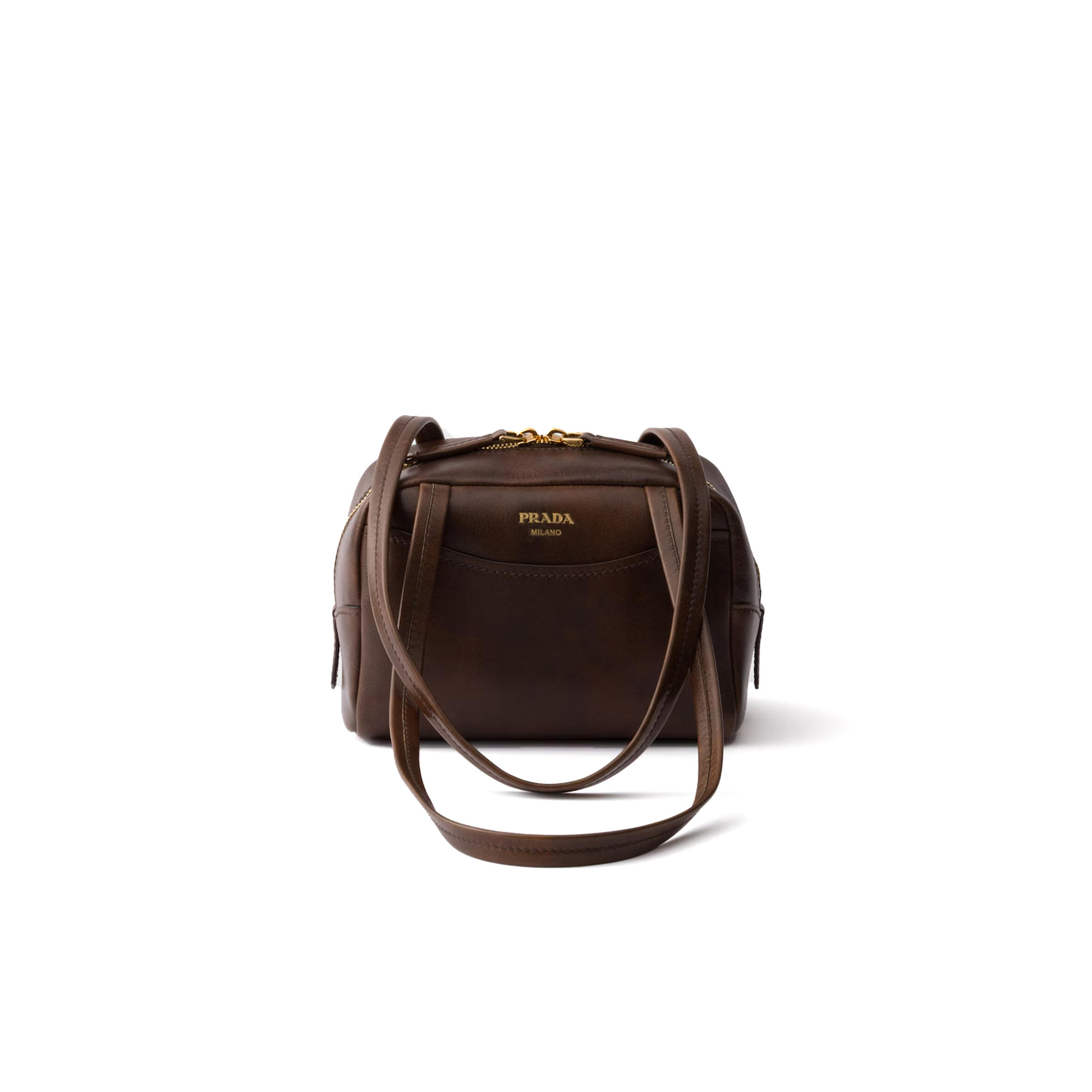 PRADA CARRY ANTIQUED LEATHER TOP-HANDLE MINI-BAG 1BB167 (22*15.5*12.5cm)